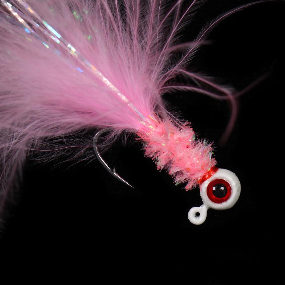 6 STÜCKE 6 Farben Marabou Crappie Jigkopf Haken Eisfischen Panfish Sonnenfisch Forelle Walleye Angelköder Haken