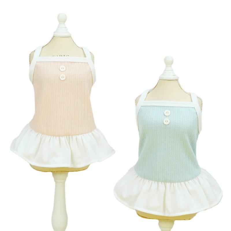 2024 New Pet Dog Clothing Strange Button Halter Skirt Spring and Summer Puppy Clothing Small and Medium-sized Dog Clothing