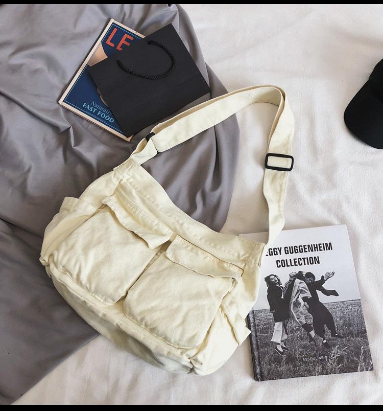 

Canvas Shoulder Bag, Large Capacity, Hobo Messenger Bag with Multiple Pockets, Leisure Bags Shoulder Bag for Men and Women Handb