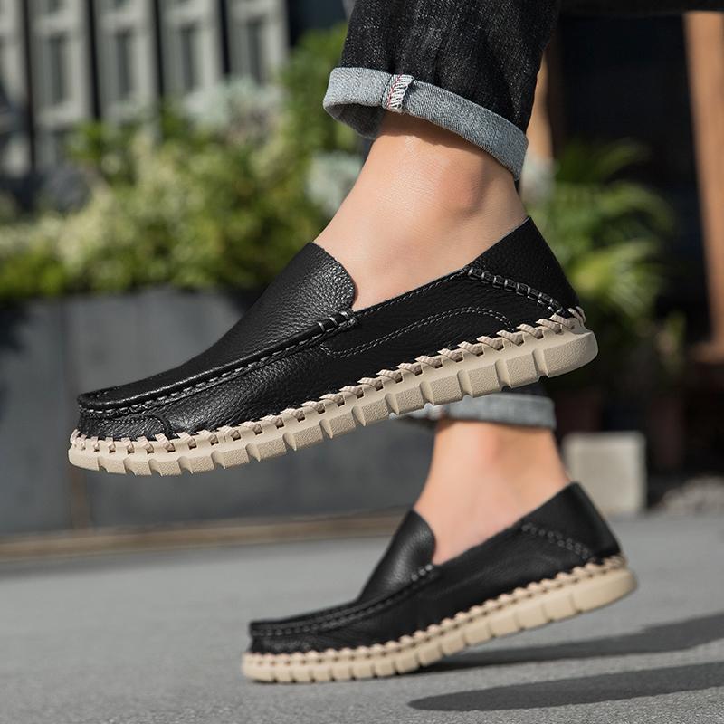 Handmade Genuine Leather Men Shoes Comfortable Casual Shoes For Men Loafers Moccasins Men Flats Shoes Driving Shoes Large Size 38-46