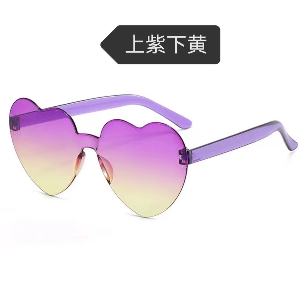 Peach Heart Sunglasses Love Glasses Trend Frameless One-Piece Marine Film Dazzling Color Sunglasses