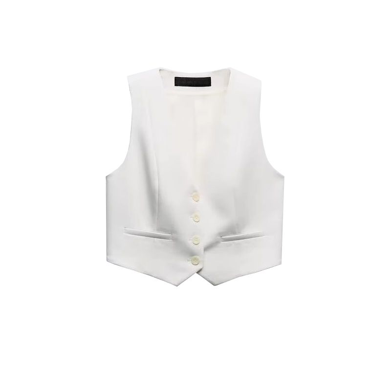 Spring New Fashion Commuter Sleeveless V Neck Short Vest 2966888 High Waist Loose Pants 2955888