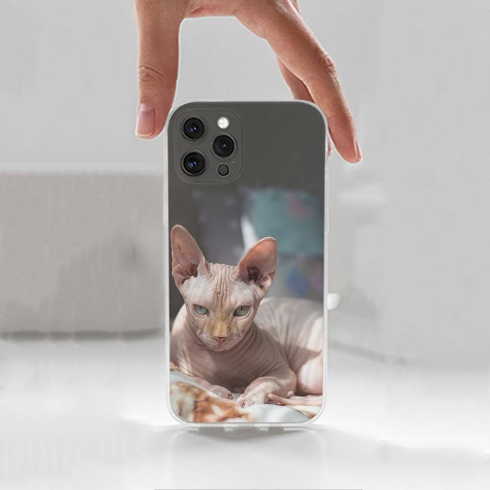 Pet Sphynx Sphinx Cat Case For iPhone 17,11,12,13,16,14,15,Pro,Max,Plus,X,XS,XR,SE,Mini Transparent Soft Silicone iPhone14