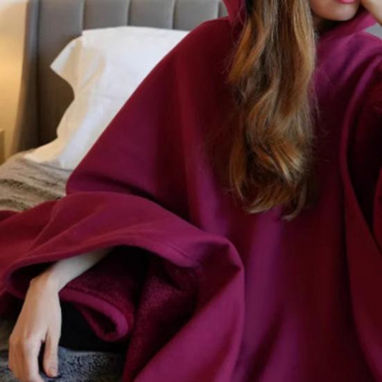 Nadměrná deka-plášť pro ženy, muže, dospělé, unisex, volný střih, fleecová mikina s kapucí, plášť, zimní, teplá, plyšová, nositelná deka, župan