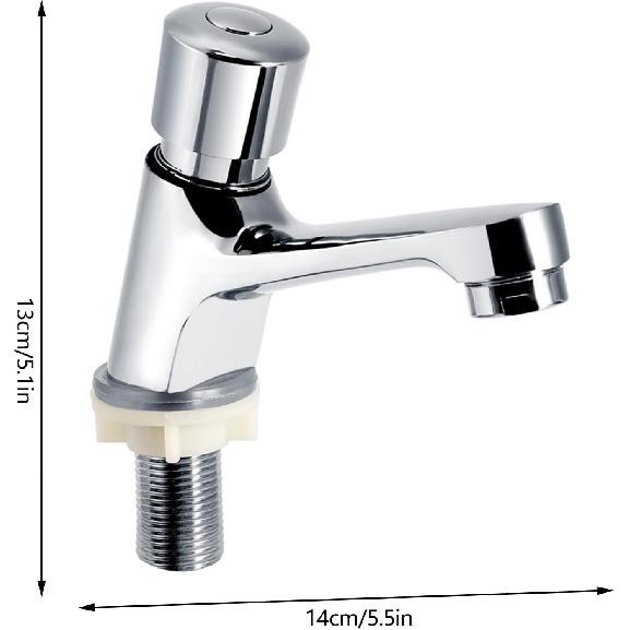 Water Saving Time Delay Faucet, Public Ktchen Bathroom Chrome Plated Self Closing Water Saving Time Delay Basin Sink Tap Faucet, for Home Kitchen,