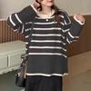 Korean Fashion Striped Knitted Pullover Sweater Women Autumn and Winter New Casual Simple Retro Loose Outside Wearing Long Sleeve Loose Crew Neck Tops