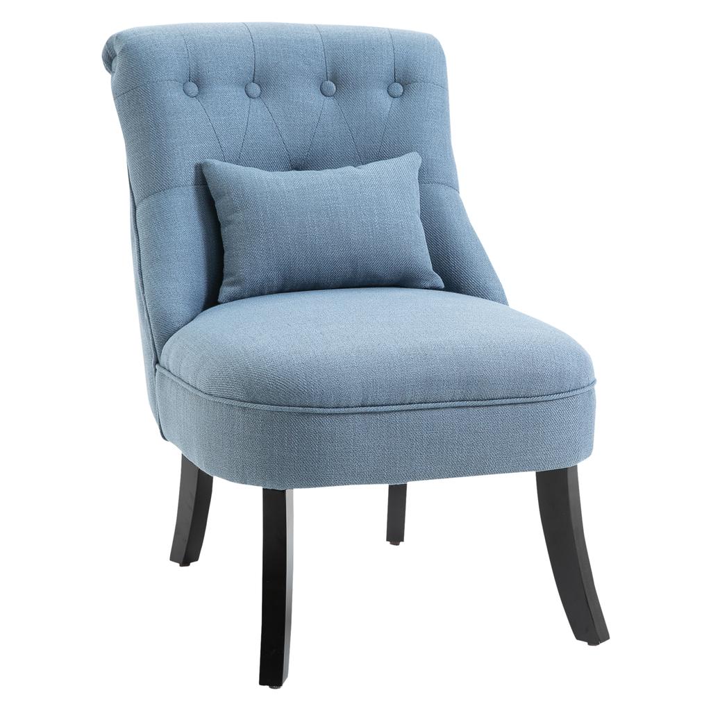 Armchair Living Room Relaxing Chair Lounge Chair Resting Chair with Back Cushion, Wooden Legs, Reading Chair with Linen Look