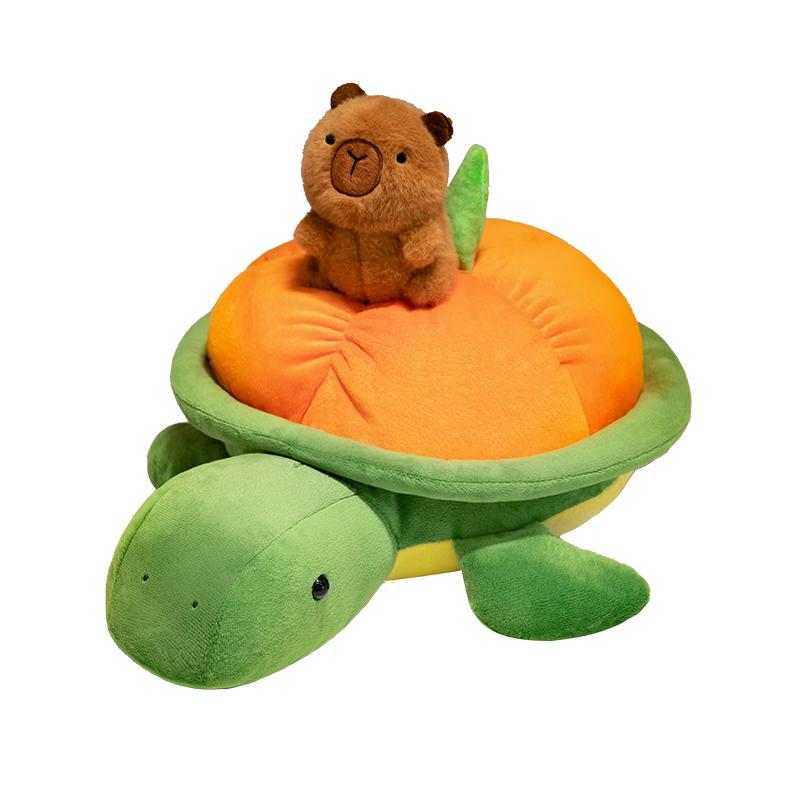 Non-Toxic New Arrival Kawaii Creative Tortoise Backpack Plush Doll Trutle With Capybara Toy Soft Decor For Children And Children Birthday Gift