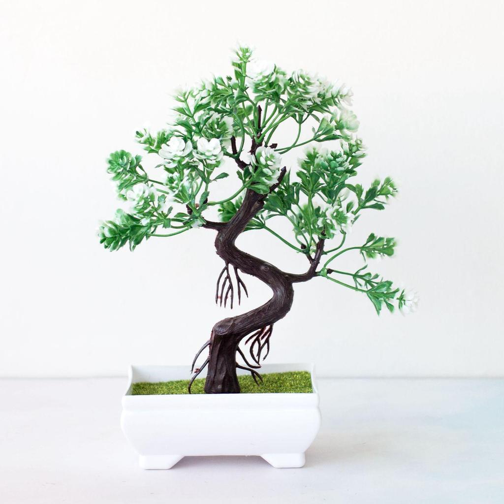 Mini Potted Grass Bonsai: Cherry Snowball Home Decor Ornament