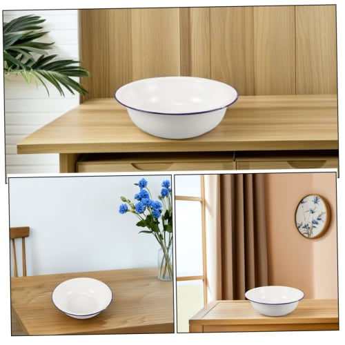 EXQUIMEUBLE Enamel Footbath, Portable Foot Bath, Enamel Bathtub, Wash Basin