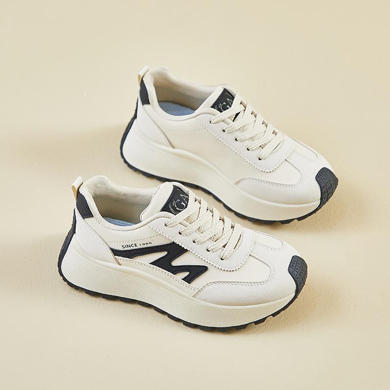 

Кроссовки Dad Shoes на толстой платформе для женщин, повседневные кроссовки для бега из искусственной кожи, женские удобные дышащие нескользящие рабочие теннисные кроссовки со шнуровкой 40