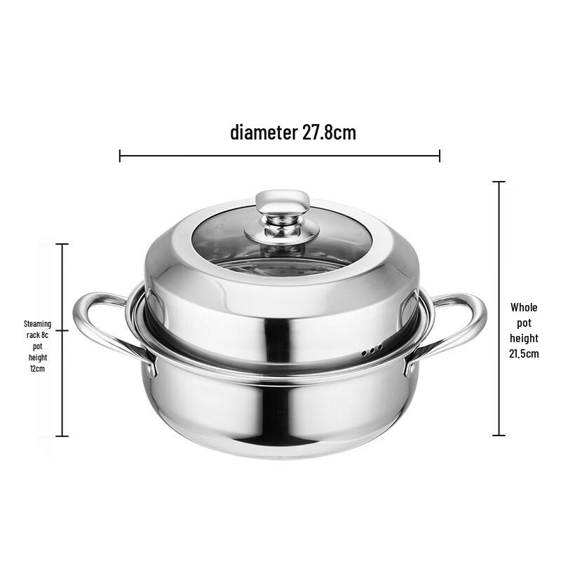 Yibo Kapur 28cm 304 Stainless Steel Steamer Pot