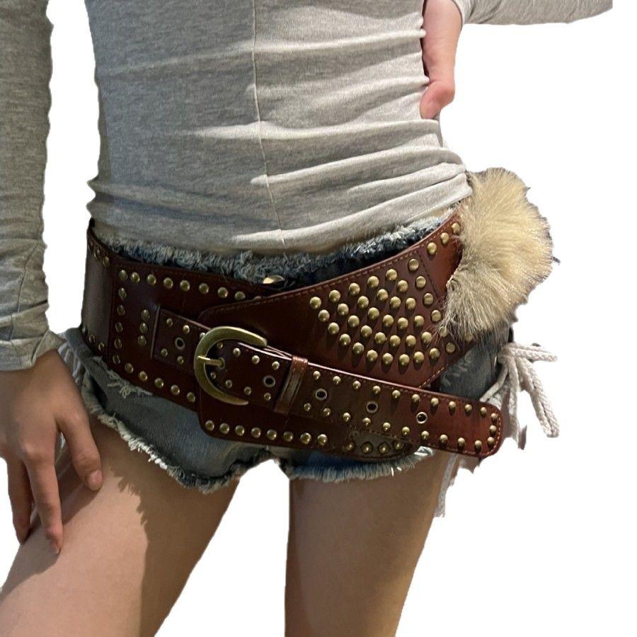 Nowy Puszysty Pasek, Szeroki Puszysty Pasek, Nitowany Punkowy Millennium Spice Girl Pasek, Subkulturowy Lekki Pasek na Talii