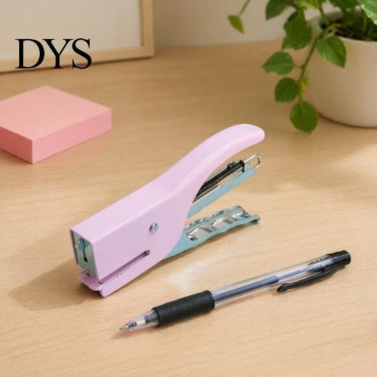 Office Workspace Accessories Mini Handheld Stapler, with Ergonomic Curved Design, Macaron Stapler for Paper Colored Compact Metal Daily Document