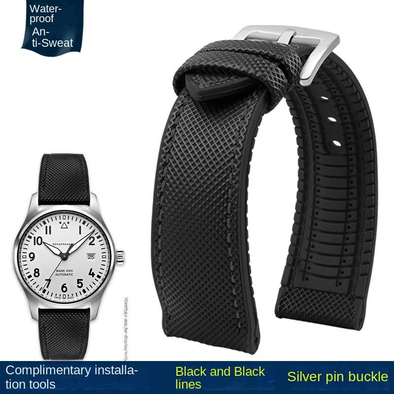 20mm 22mm 23mm 24mm Nylon Rubber Bottom Waterproof Watch Band for Longines IWC Pilot Mark 18 Seiko Omega Series Watchband Strap