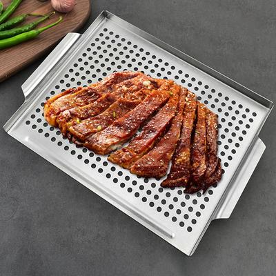 Grilling Tray Stainless Steel Grill Pan Perforated Design Food-Grade Material Efficient Heat Distribution Easy Cleanup