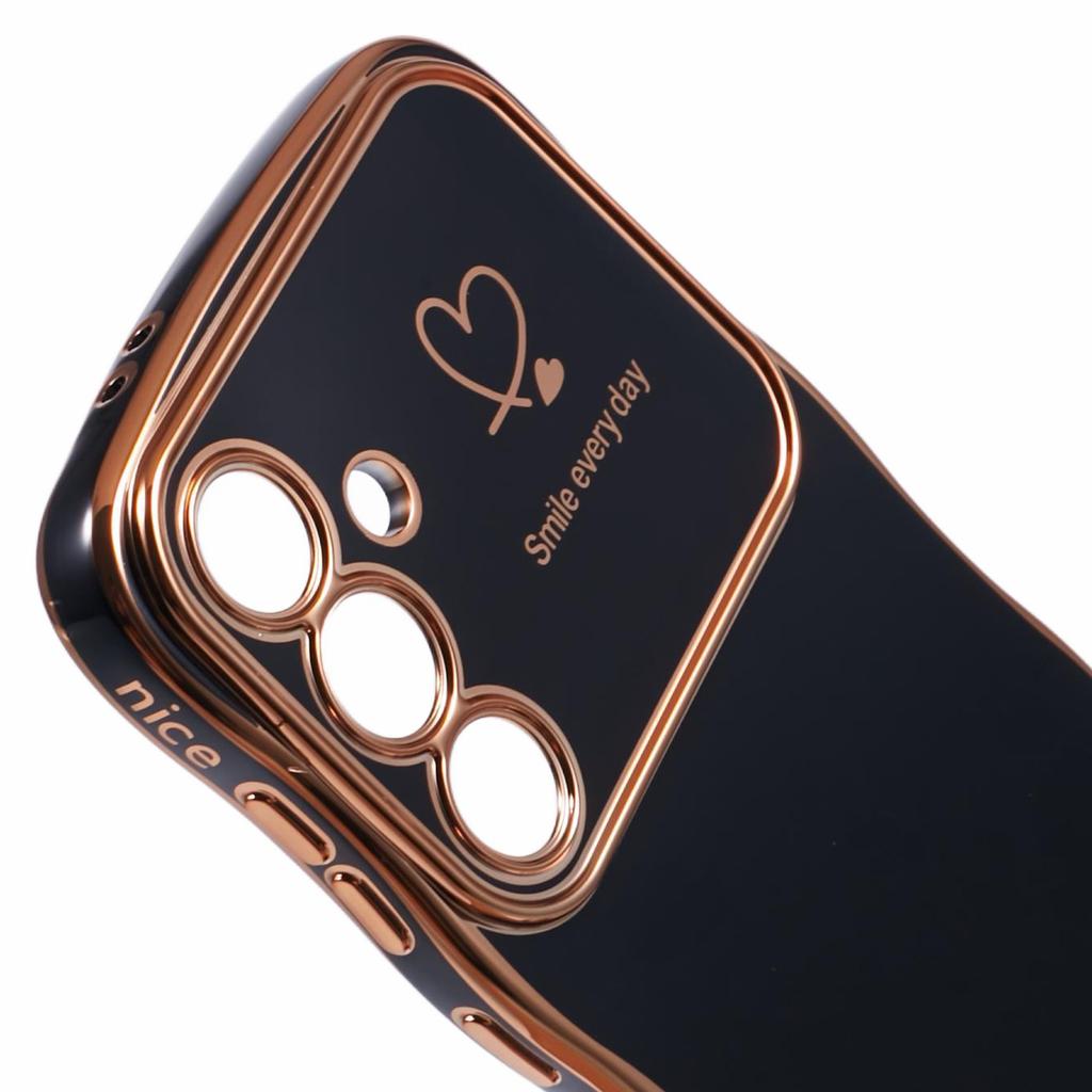 For Samsung Galaxy S25+ Case Love Hearts TPU Phone Cover Curly Wave Frame Large Window
