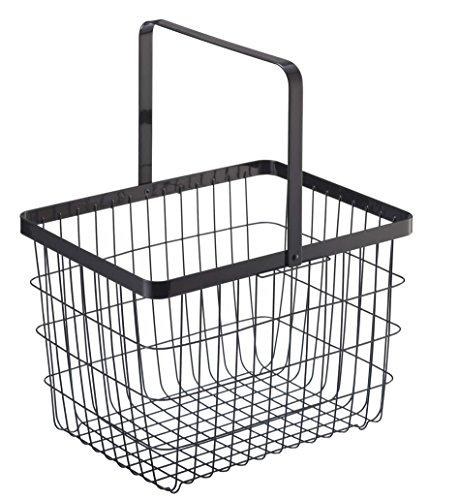 Yamazaki Tower Laundry Wire Basket, Medium, Black, Approx. W41 x D30 x H26.5cm, with Handle, 3161