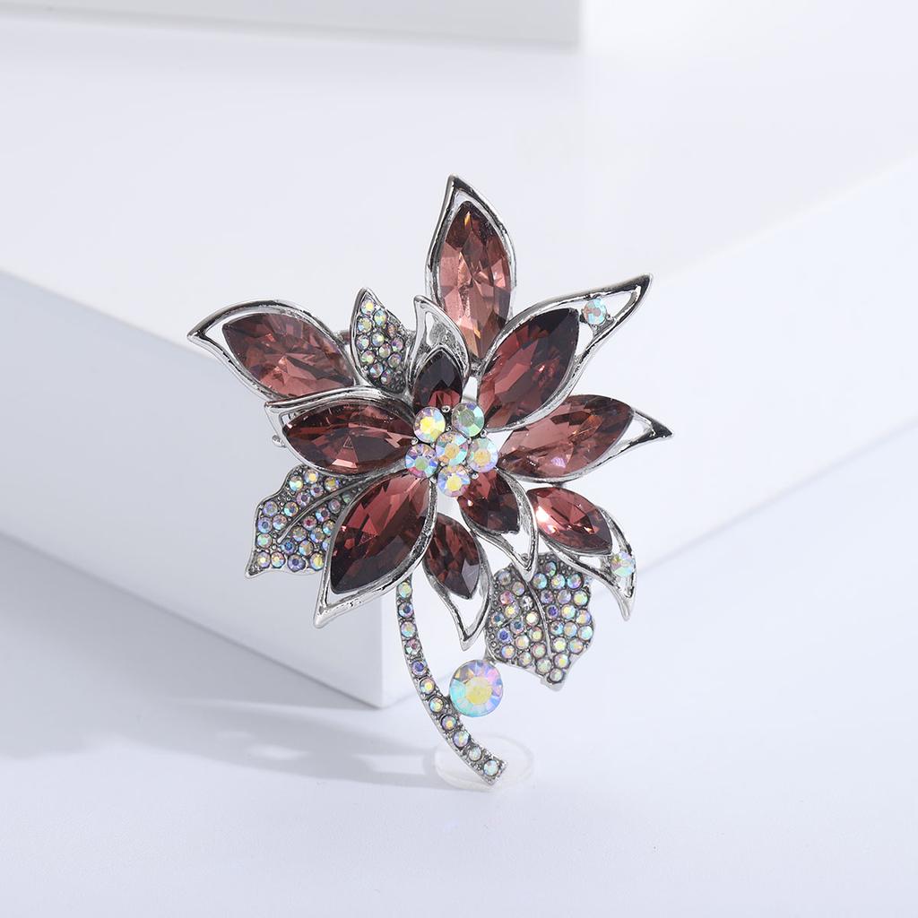 Luxury Rhinestone Crystal Flower Brooches for Women Pearl Plant Pins Necklace Event Party Gifts Decoration Clothes Accessories