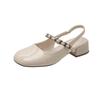 Mary Jane bag head sandals women's summer 2025 new square head thick heel middle heel versatile rear empty diamond belt sandals women