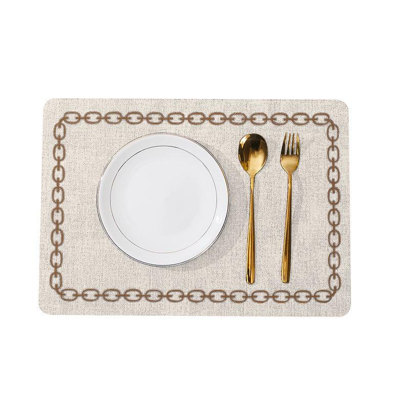 Leather placemat ins wind waterproof thermal insulation mat Nordic creative western food table mat Printable cloth pattern placemat