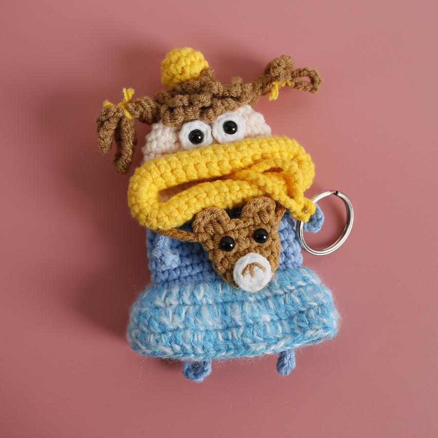 Lustige Häkel-Schlüsselanhänger Stricken Niedliche Wurstmund-Puppe Schlüsselhalter Nützliche Gestrickte Aufbewahrungstasche Schlüsselanhänger Für Autoschlüssel Großhandel