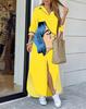 Fashion Long Sleeve Print Women Loose Fit Casual Maxi Dress