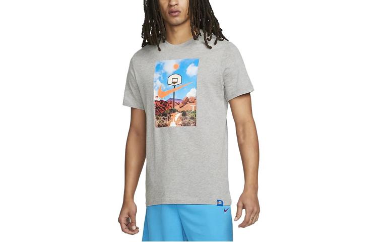 Nike T Shirts Men s Gray Crew Neck Moderate DQ1909-063 XXL
