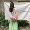 Spring Shimmer Satin Polka Dot Adjustable Shoulder Strap Women's Handbag