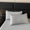 Soft Thick Latex Ice Silk Fitted Sheet Set Queen Cool Down Bed Sheet and Pillowcase Washable Machine Summer Cooling Mat for Bed