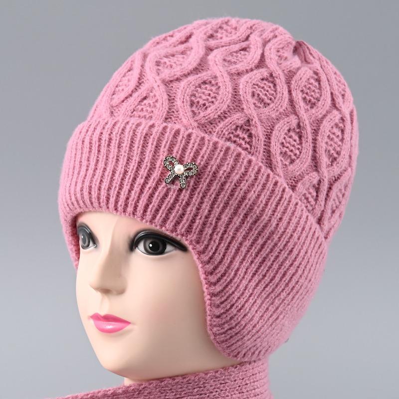 Autumn and winter old lady warm wool hat winter hat children's outdoor cold-proof fleece ear protector knitted hat