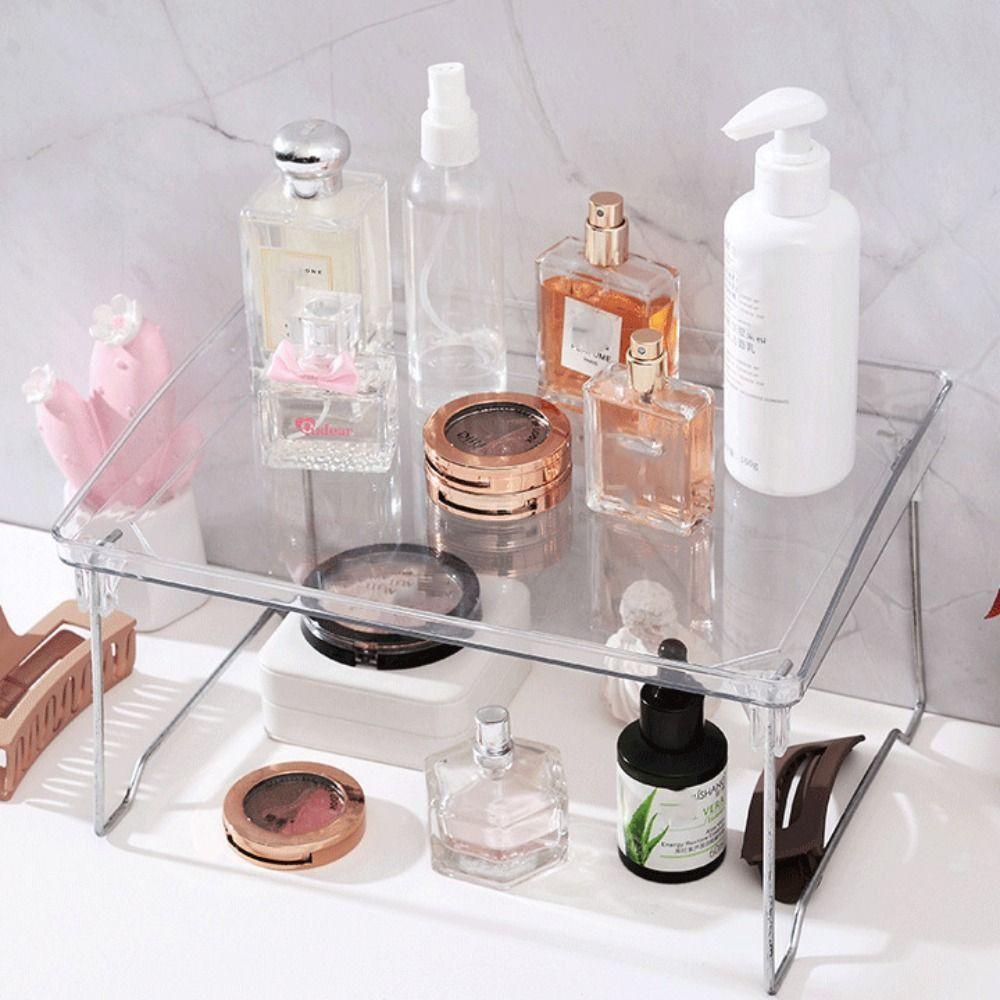 Transparent Cup Holder Acrylic Bathroom Shelf Miscellaneous Organizer Desktop Storage Rack Kitchen