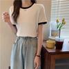 Women's Summer 2026 Slim-Fit Contrast Color Threaded Short-Sleeve T-Shirt