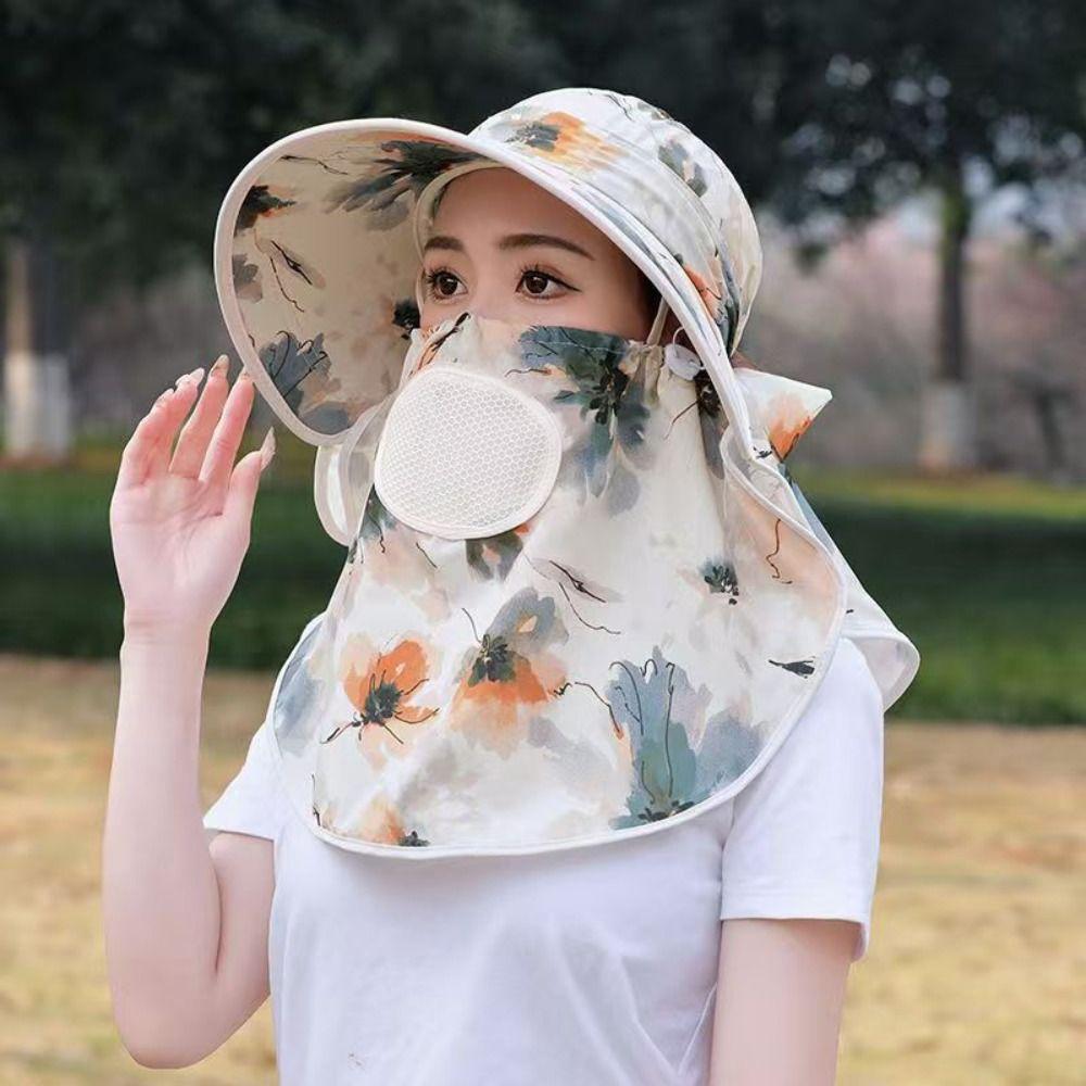 Face Mask Picking Tea Hat Neck Cover Sunscreen Fisherman Hat Breathable Women Sun Hat  Farm Work