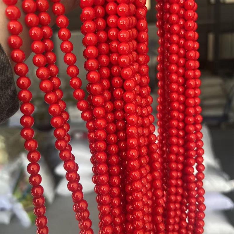 Κόκκινες Στρογγυλές Χάντρες ABS Πλαστικό με Υψηλή Γυαλάδα, Απομίμηση Μαργαριταριού, για Αξεσουάρ Κοσμημάτων DIY