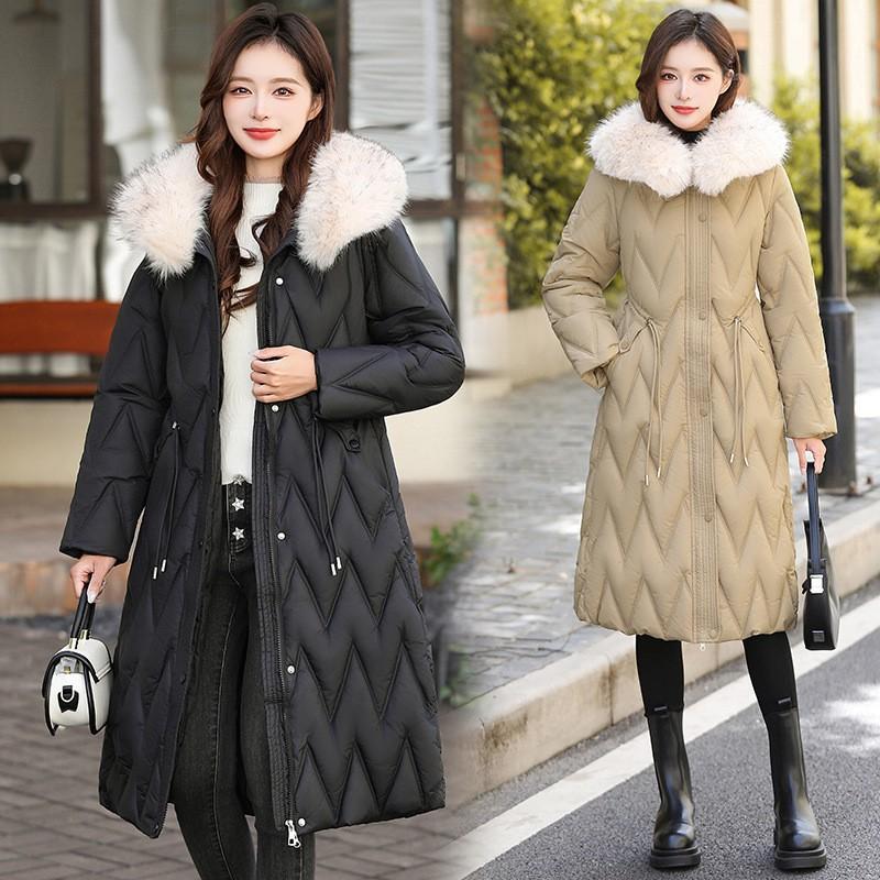 Casual Fur Collar Down Cotton-padded Jacket Women's Winter Long Puffer Jacket Parkas Female Outwear
