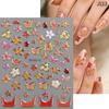 Blossom Floral Nail Stickers Bronzing 5D Spring Summer Petal Nail Appliques Flowers Nail Charms DIY For Manicure Decoration