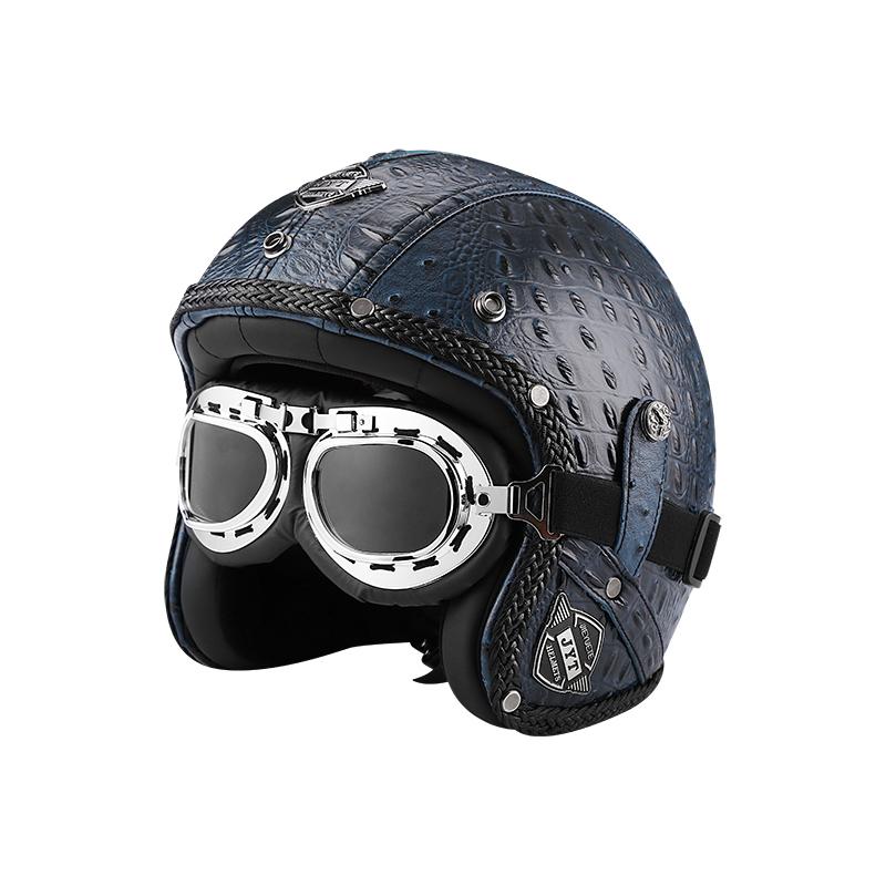 Retro Motorcycle Helmet PU Leather Open Face Chopper Bicycle Helmets Classic Casco Moto Vintage Capacete De Moto Helmet ECE DOT