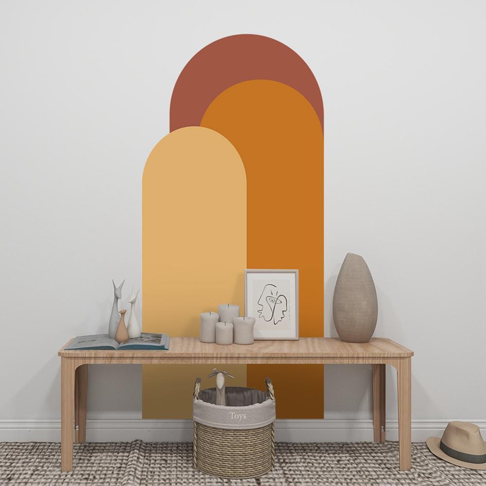 PVC Boho Arch Wall Stickers Solid Color Geometric Art Decorative Wallpaper Self-adhesive Vinyl Decal Living Room Home Decor