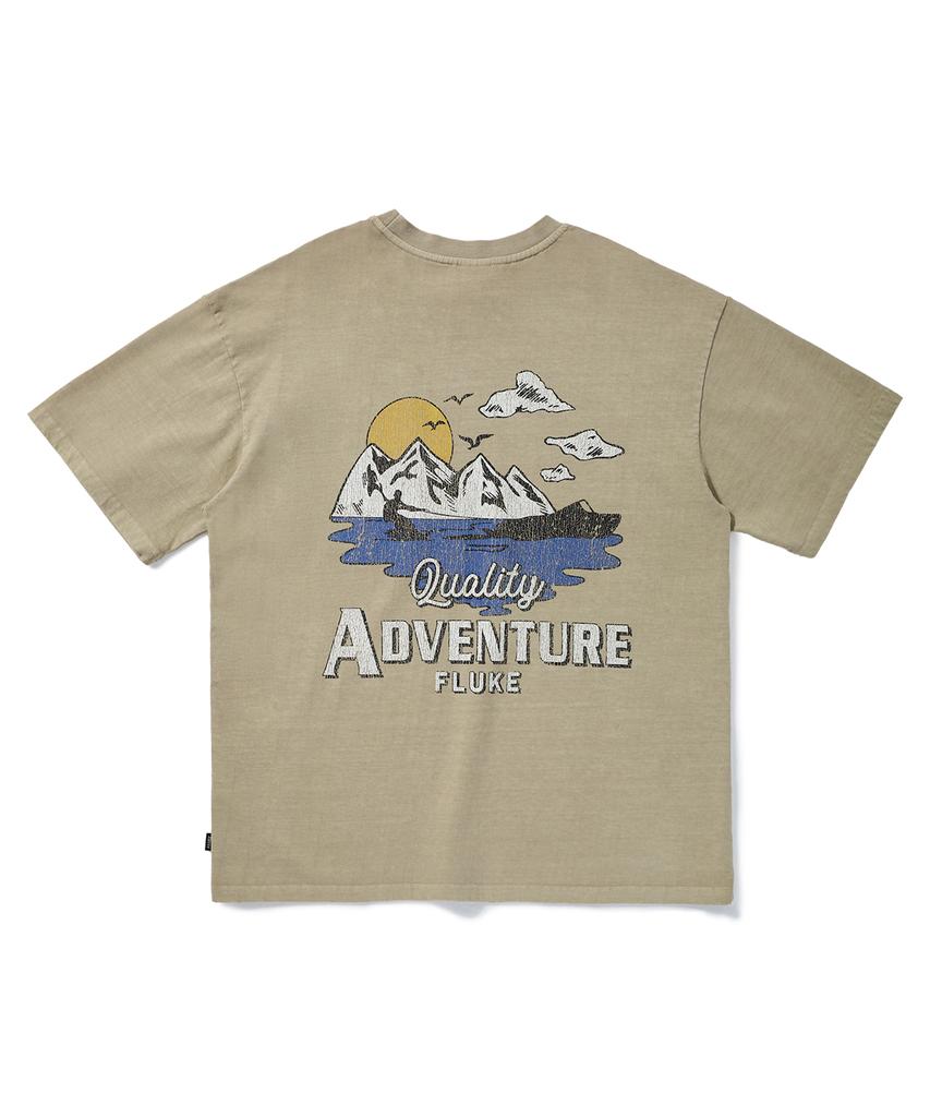 Peullukeu Mountain Adventure Crack Short Sleeve T-Shirt Beige Fst736