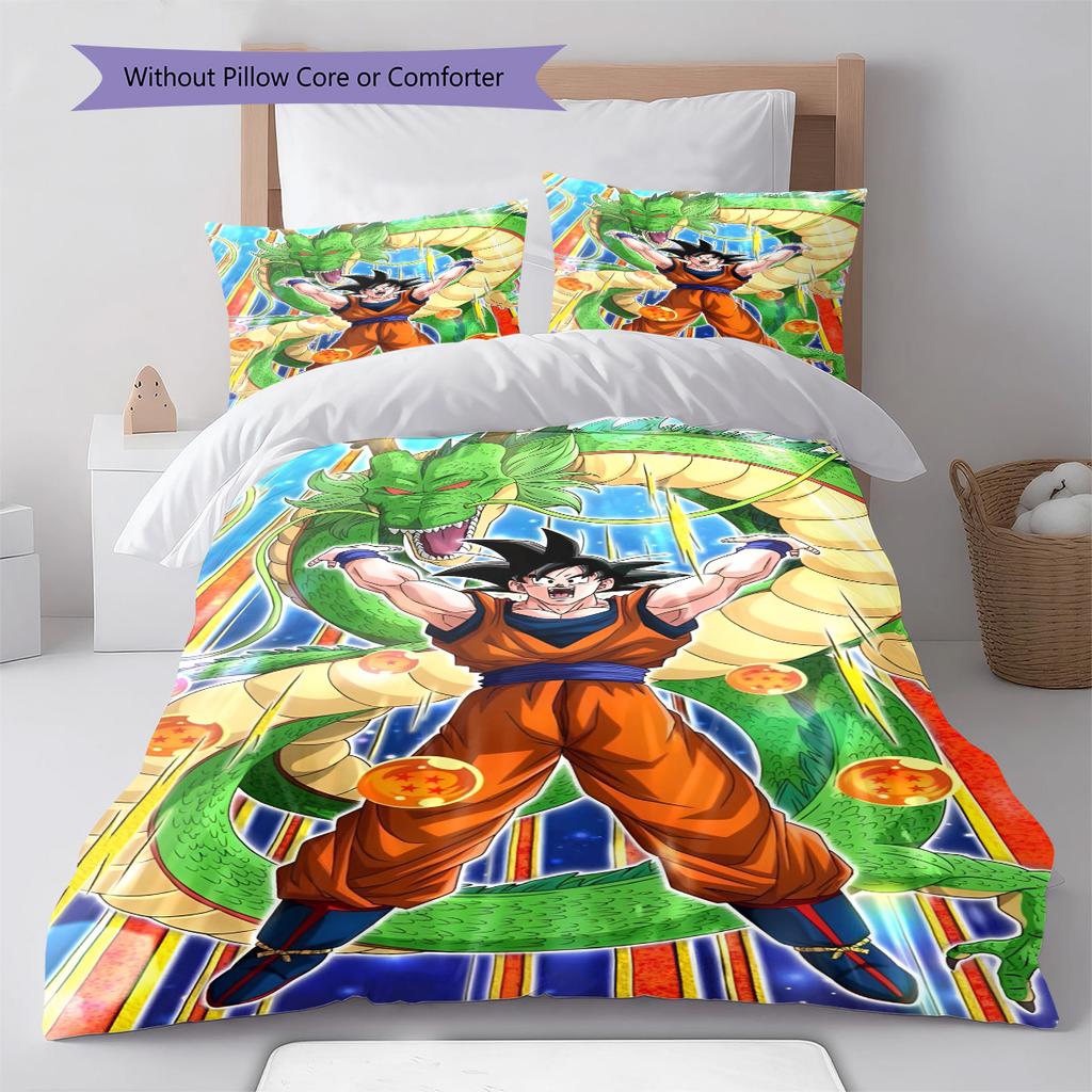 Dragon Ball Action Pose Bedding Set Anime Duvet Cover Polyester Soft Bed Linen Bedroom Set -QJY