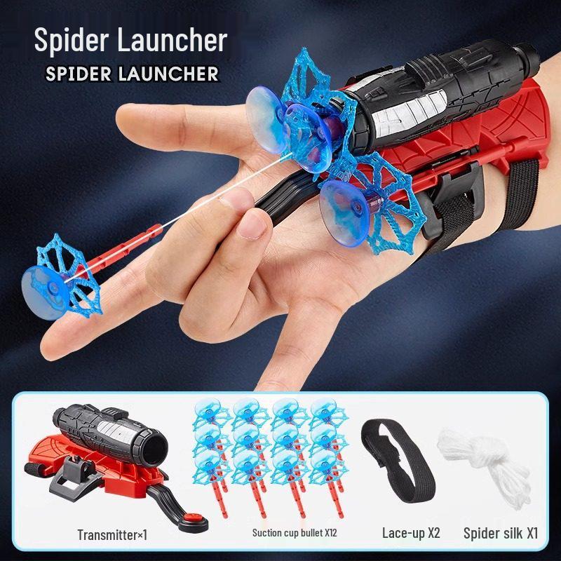 Hero Wearable Spider Launcher Toy with Suction Cup Soft Bullets for Kids