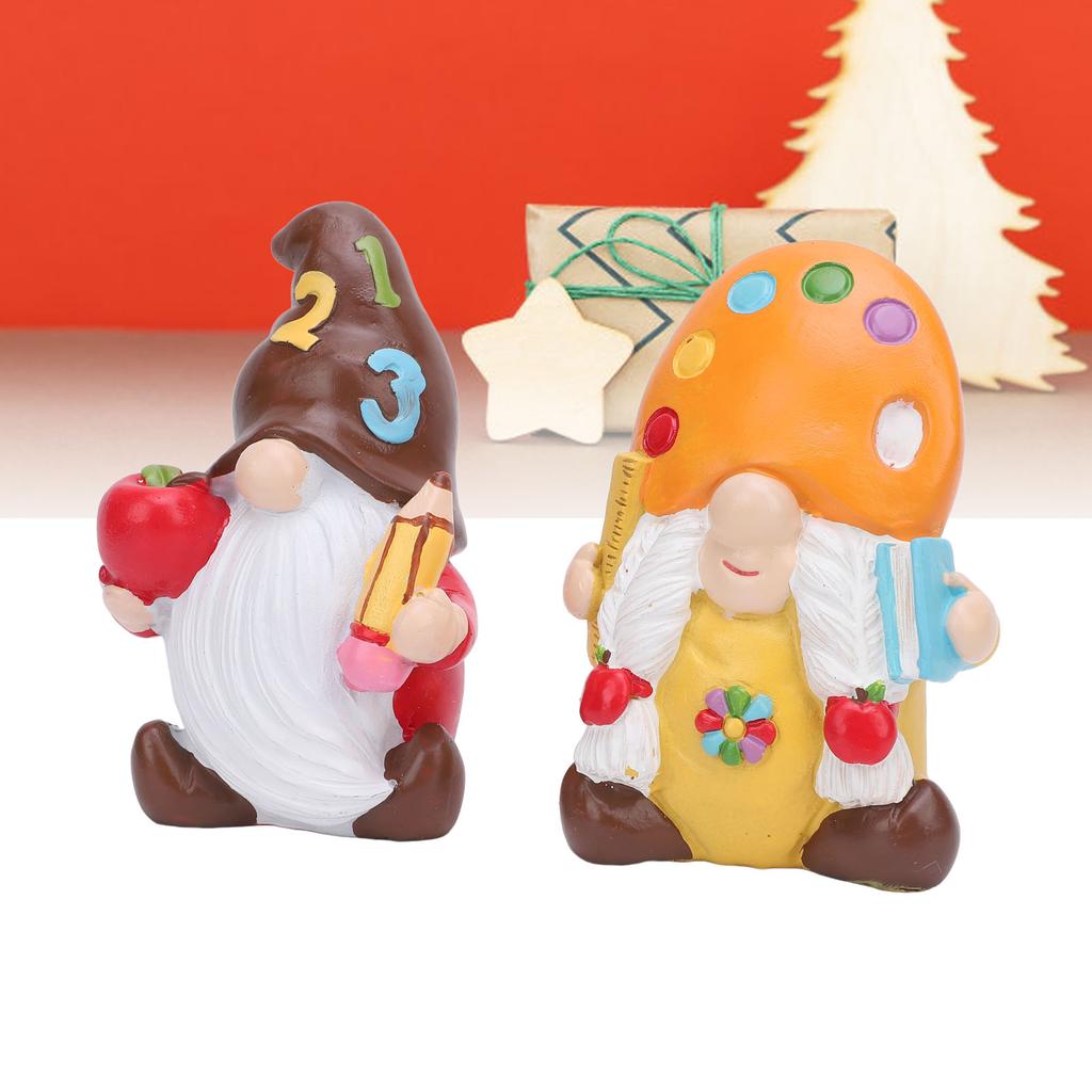 2PCS Faceless Dolls Cute Doll Figurine Resin Ornament for Holiday Graduation Party Desktop Decoration