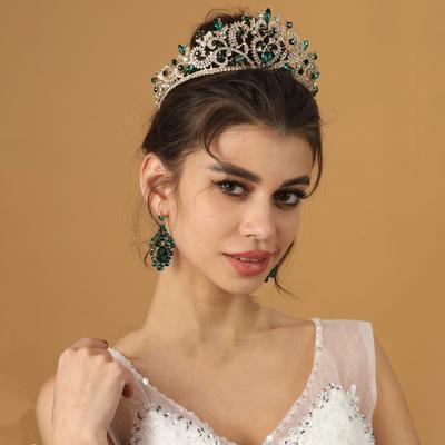 European and American Bride Baroque Crown Headwear Rhinestone Princess Crown Hair Accessories Wedding Dress Headband Accessories