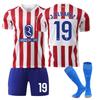 2025-26 Atletico Madrid Home #19 J.ÁLVAREZ Sport Training Jersey Set with Socks Teens Kids Adults Custome Name Football Kits