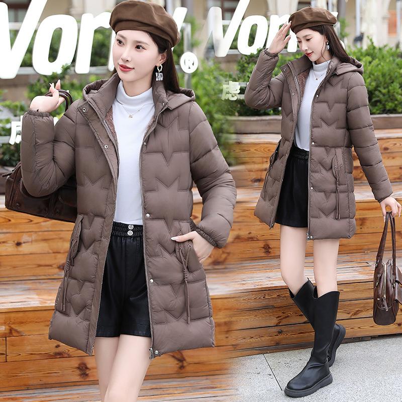 Down cotton-padded clothes women's new medium and long slim-fitting cotton-padded clothes age-reducing cotton-padded jackets hooded jackets