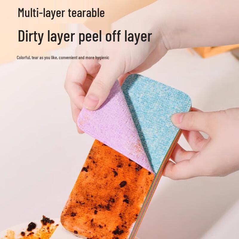 Tearable Multi-layer Rainbow Rag: Absorbent, Lint-free, Easy-tear De-oiling Dishcloth