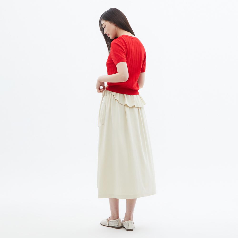 PLASTIC ISLAND Ruffle Belt Tuck Skirt Ps2Ws482