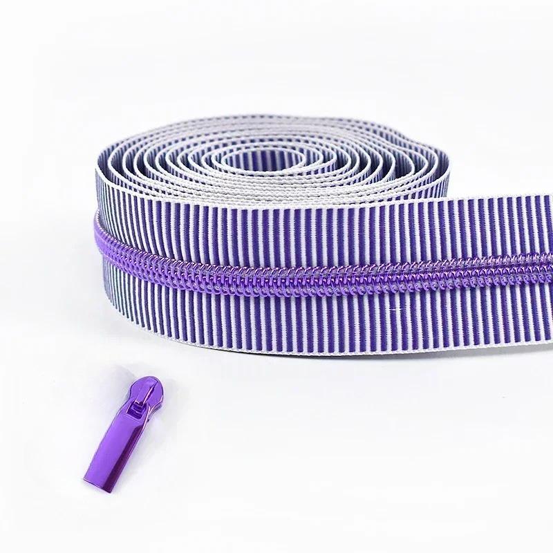 2-5Meters 5# Meetee Striped Nylon Zippers Tape for Sewing Plastic Roll Coil Zip By The Meter Zipper Closure Garment Accessories