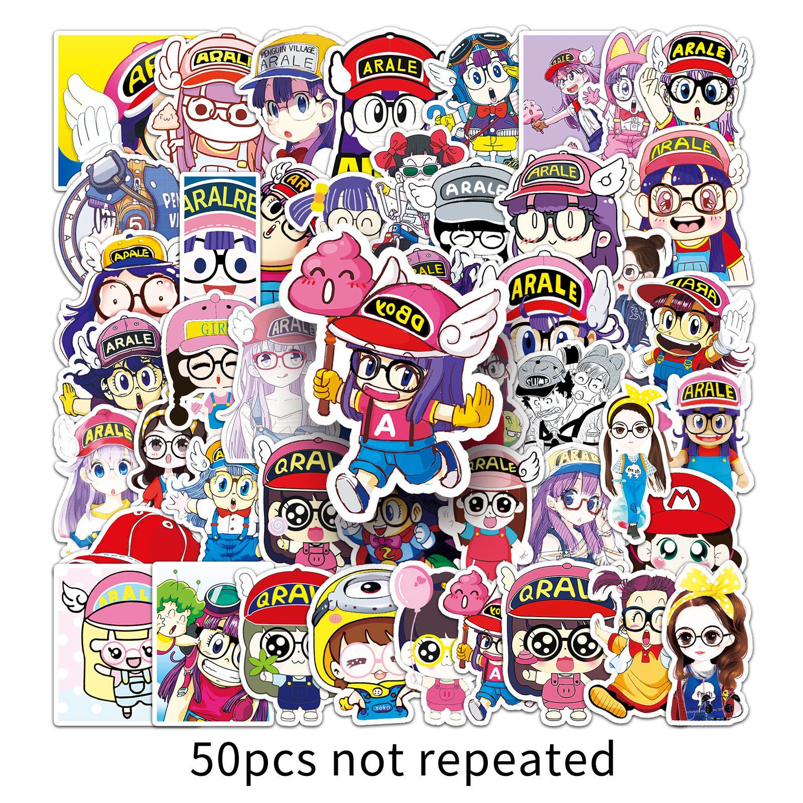 50 Cute Waterproof Arale Cartoon Stickers for Laptops and Notebooks